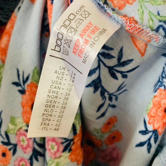 Boohoo Floral High Neck Lace Maxi Dress W/Slit - Picture 6 of 8